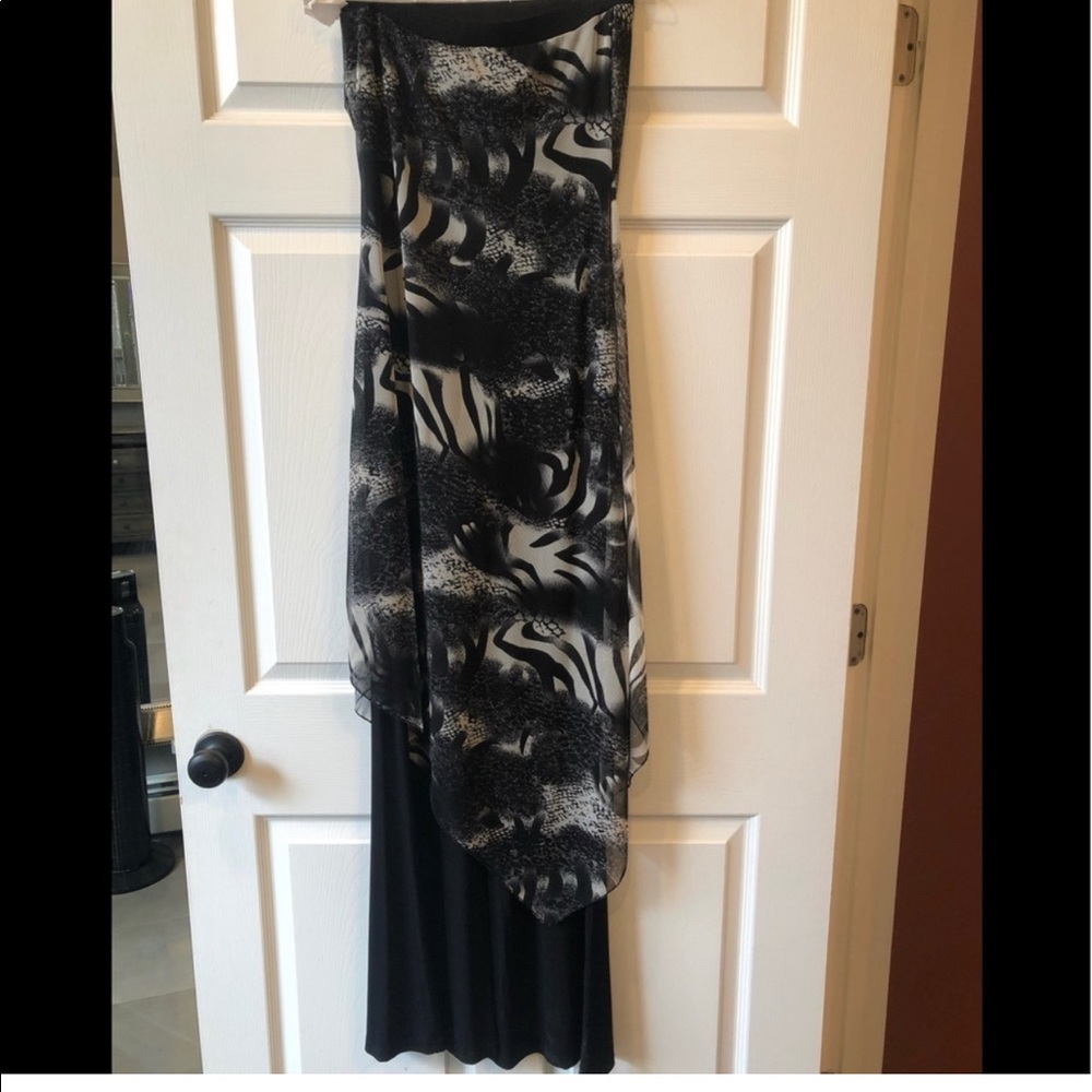 Cache Strapless One Piece Black Jumpsuit With Over Dress